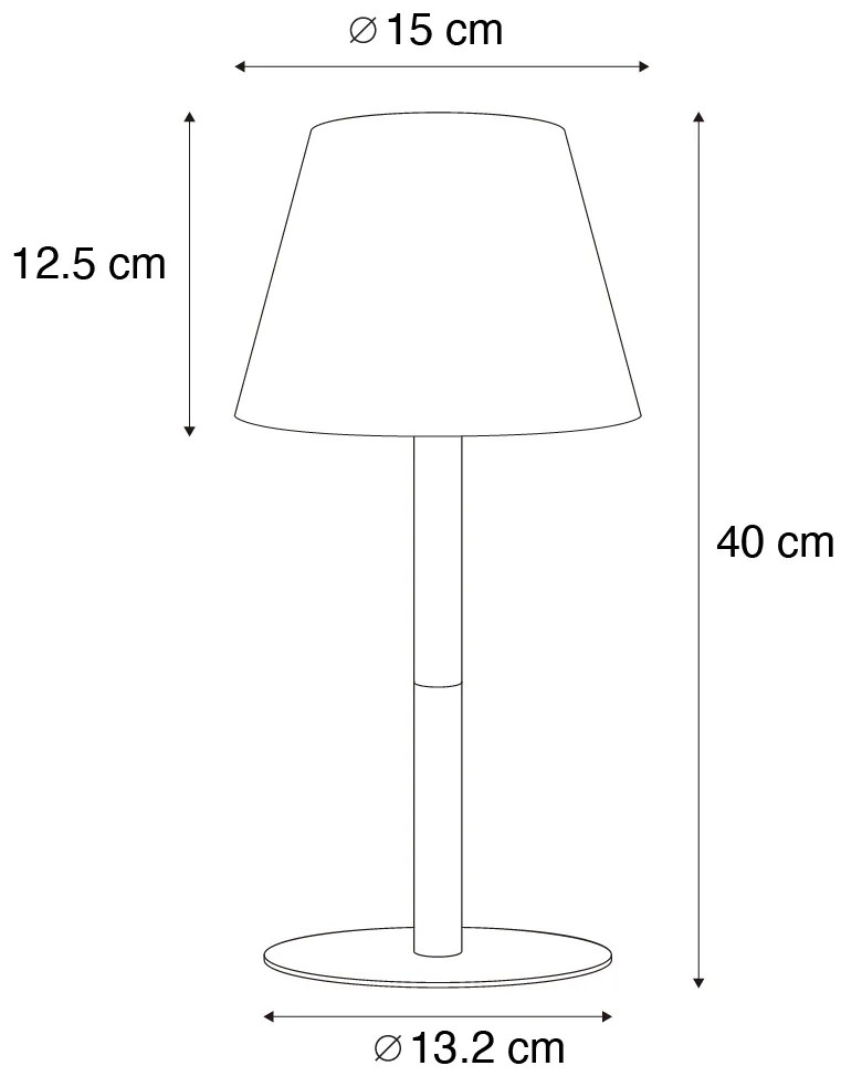 Candeeiro de Mesa Cinzento Recarregável Incl. LED e Dimmer IP54 - Jude Moderno