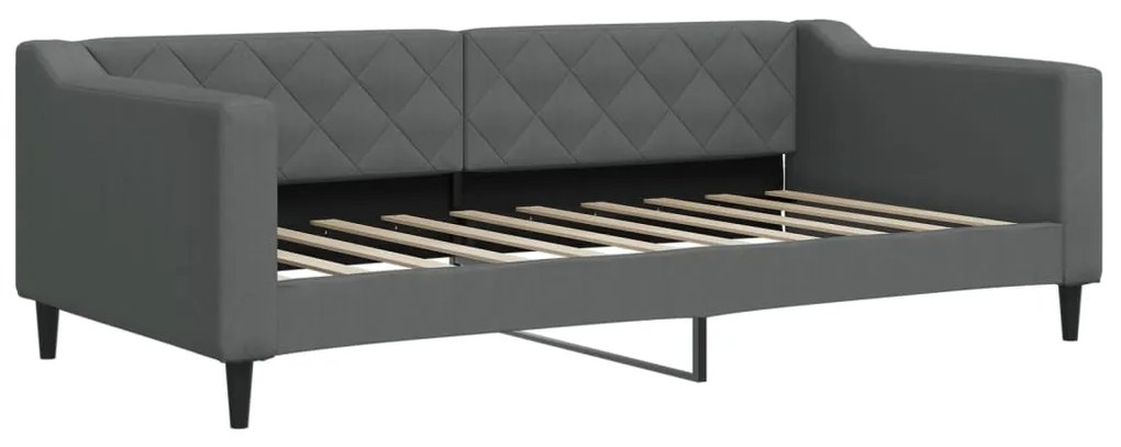 Sofá-cama com colchão 90x190 cm tecido cinzento-escuro