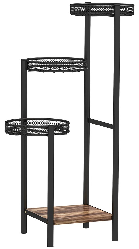 Outsunny Suporte para Plantas de 4 Níveis Suporte de Aço pata Plantas de Interior e Exterior 25x25x80 cm Preto | Aosom Portugal