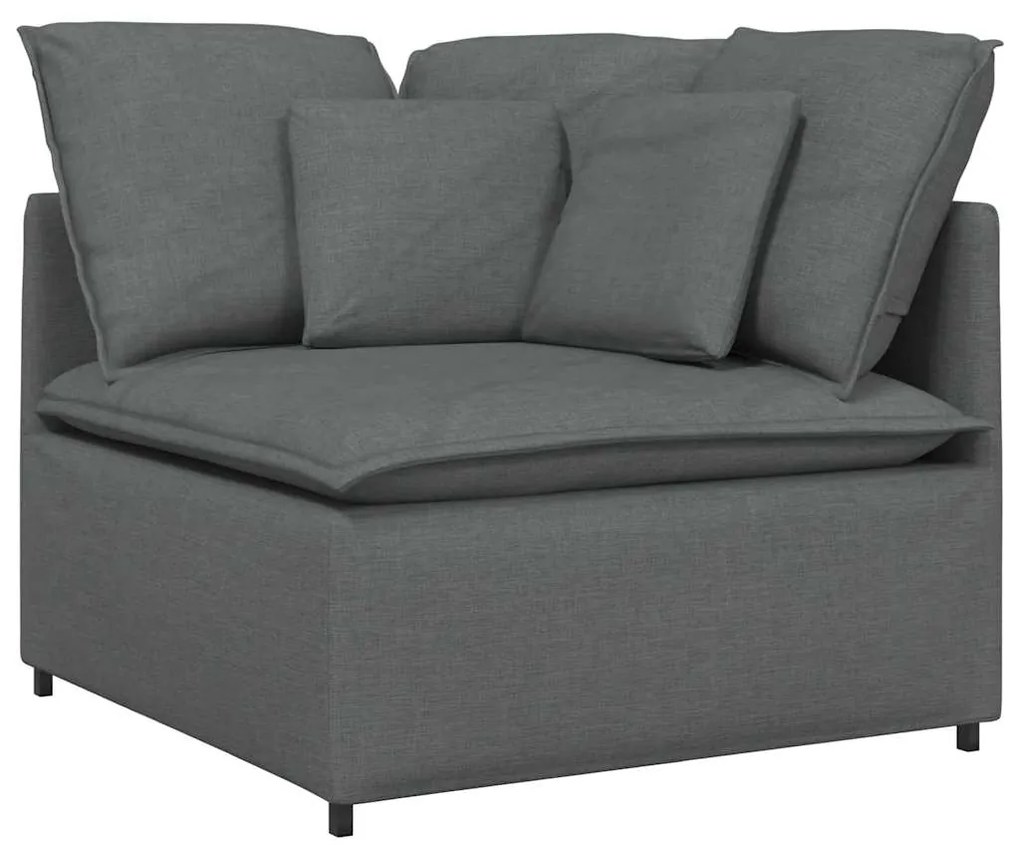 Sofá modular com almofadas tecido cinzento-escuro