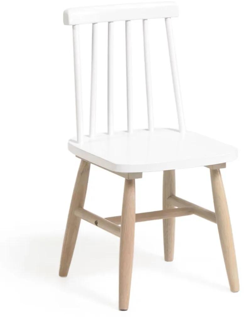 Kave Home - Cadeira infantil Tressia madeira maciça de seringueira com acabamento branco e natural