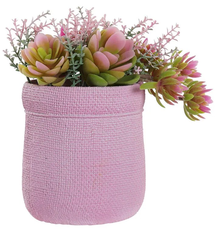 Planta Decorativa DKD Home Decor Cor de Rosa EVA PE (17.5 x 14 x 20 cm) (2 Unidades)