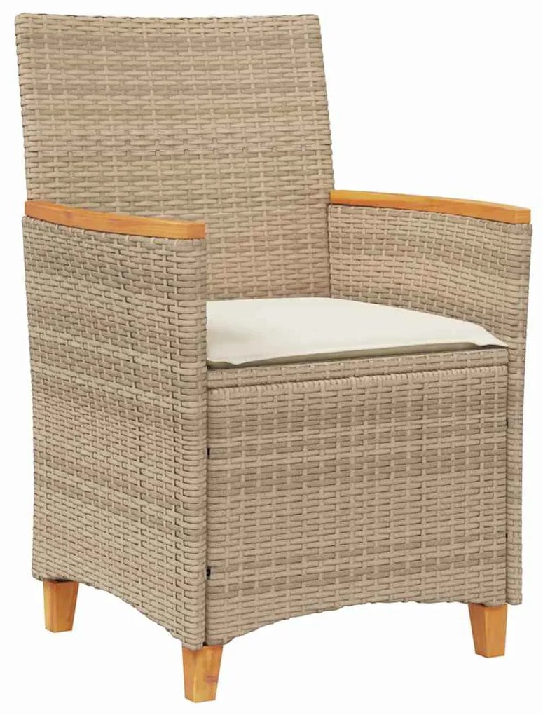 Conjunto de jantar de jardim com 7 peças e almofadas bege em rattan pl