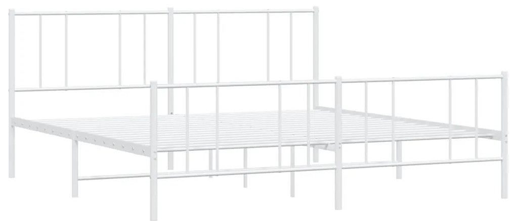 Estrutura de cama com cabeceira e pés 193x203 cm metal branco