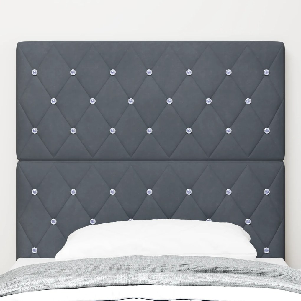 Cabeceira vidaXL com Botões de Cristal Tufted Cinza Escuro 100 cm Velu
