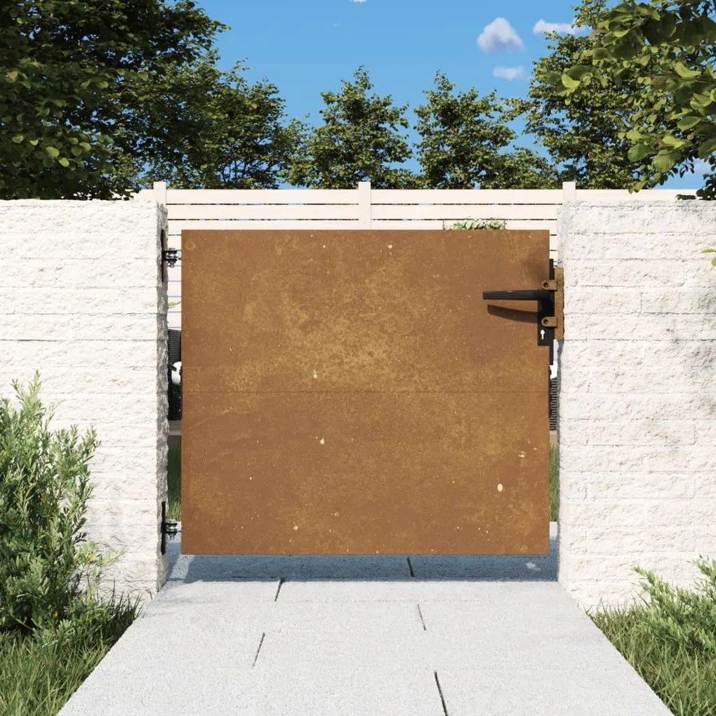 vidaXL Portão de jardim 85x75 cm aço corten