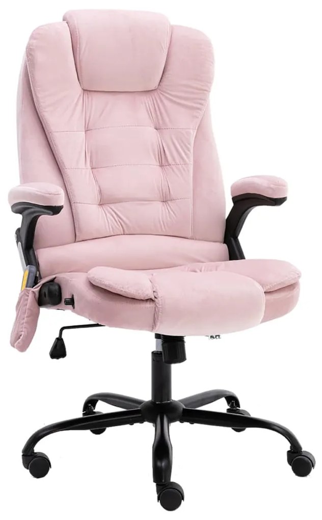 vidaXL Cadeira de escritório c/ função de massagem veludo rosa