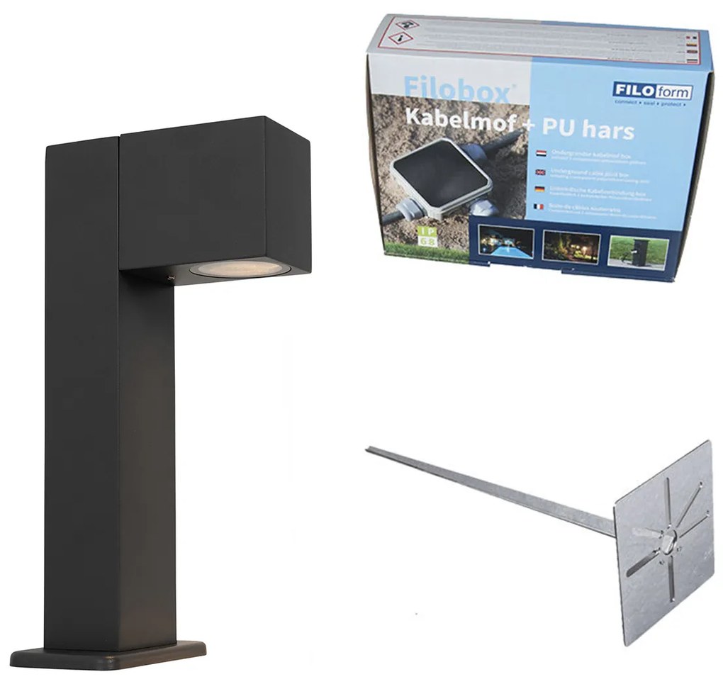 Candeeiro industrial de pé para exterior antracite 30 cm IP44 - Baleno