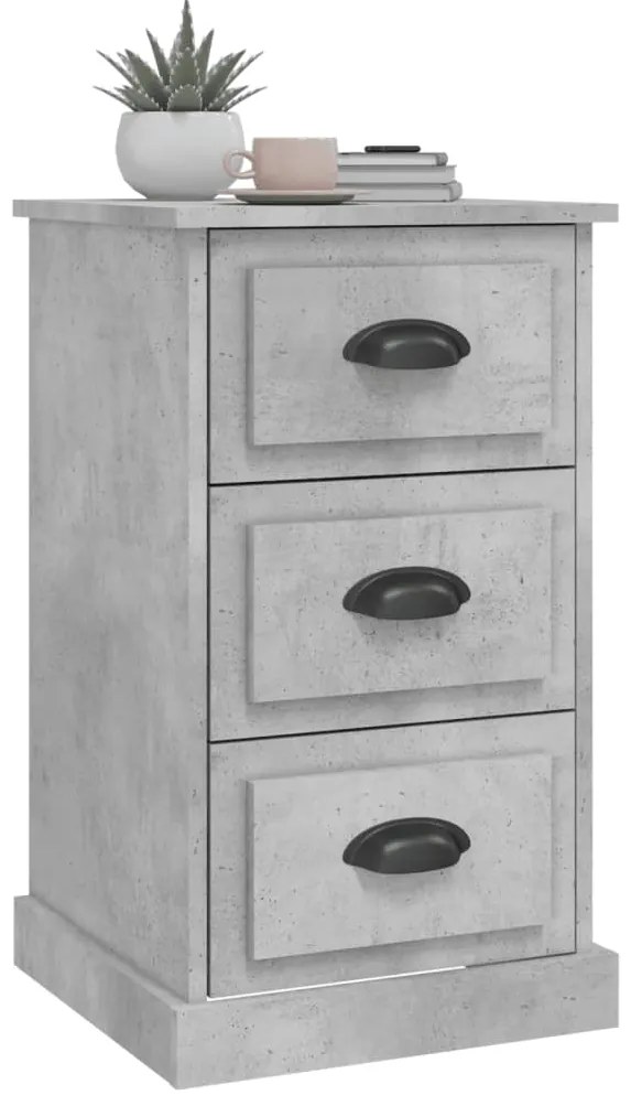 Mesa de cabeceira 39x39x67 cm derivados madeira cinza cimento