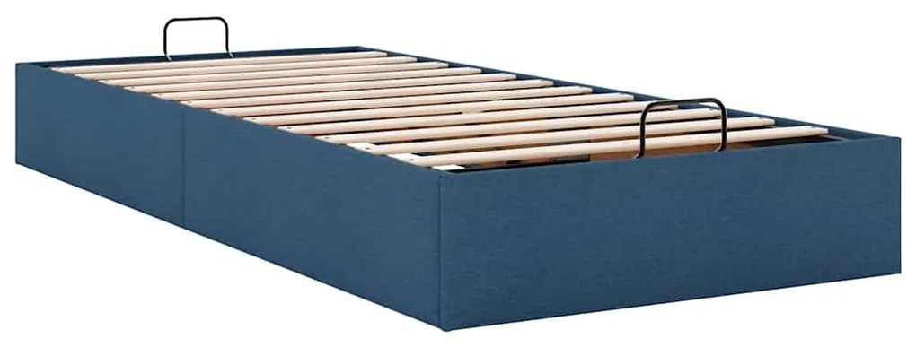 Estrutura de cama otomana sem colchão 90x200 cm tecido azul