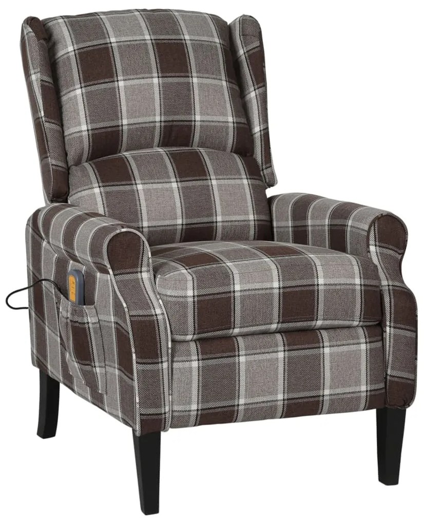 329318 vidaXL Poltrona de massagens reclinável tecido castanho