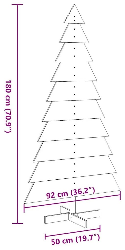 Árvore Natal decorativa 180 cm madeira de pinho maciça branco