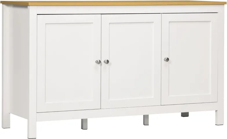 Aparador Mylov com 3 Portas de 120 cm - Branco/Castanho - Design Nórdi