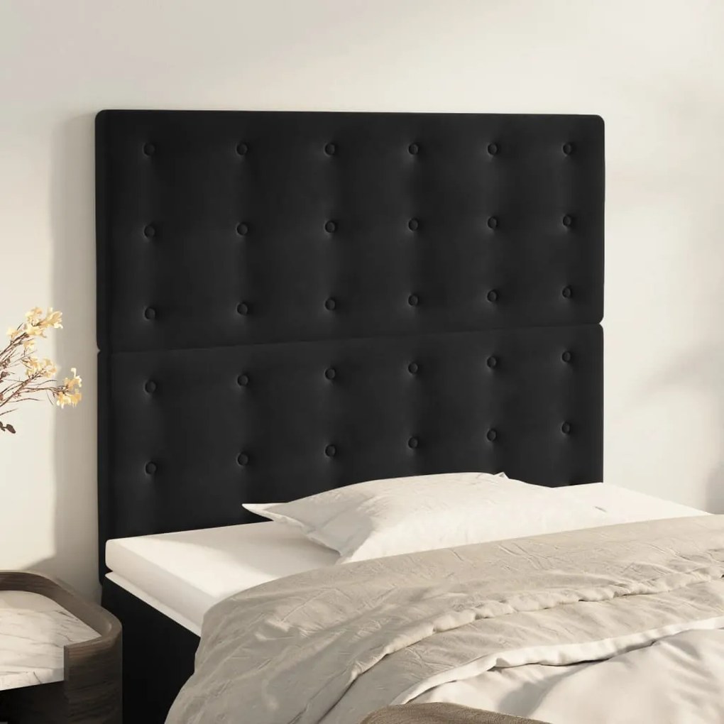 Cabeceira de cama 2 pcs veludo 80x5x78/88 cm preto