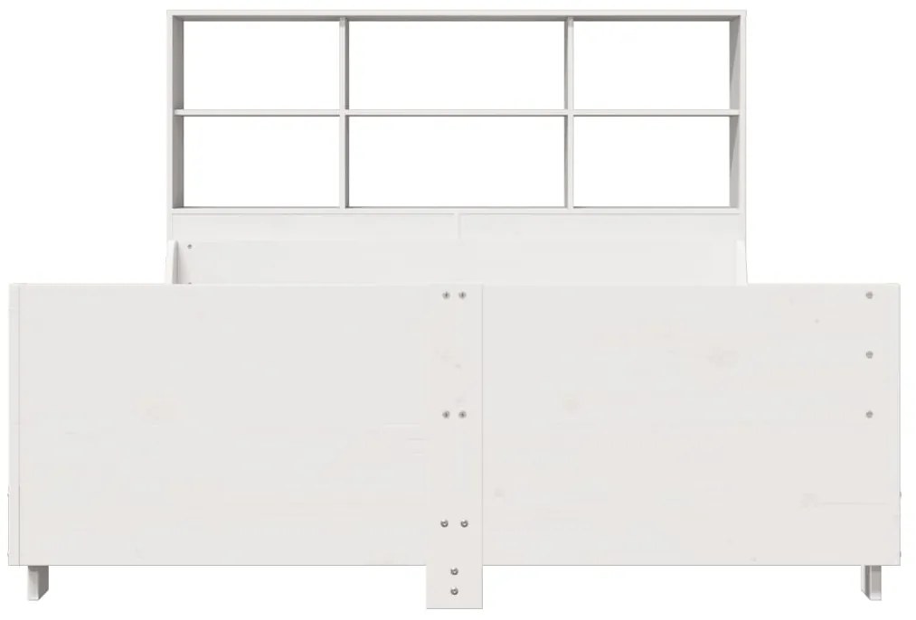 Cama com estante sem colchão 120x190 cm madeira maciça branco