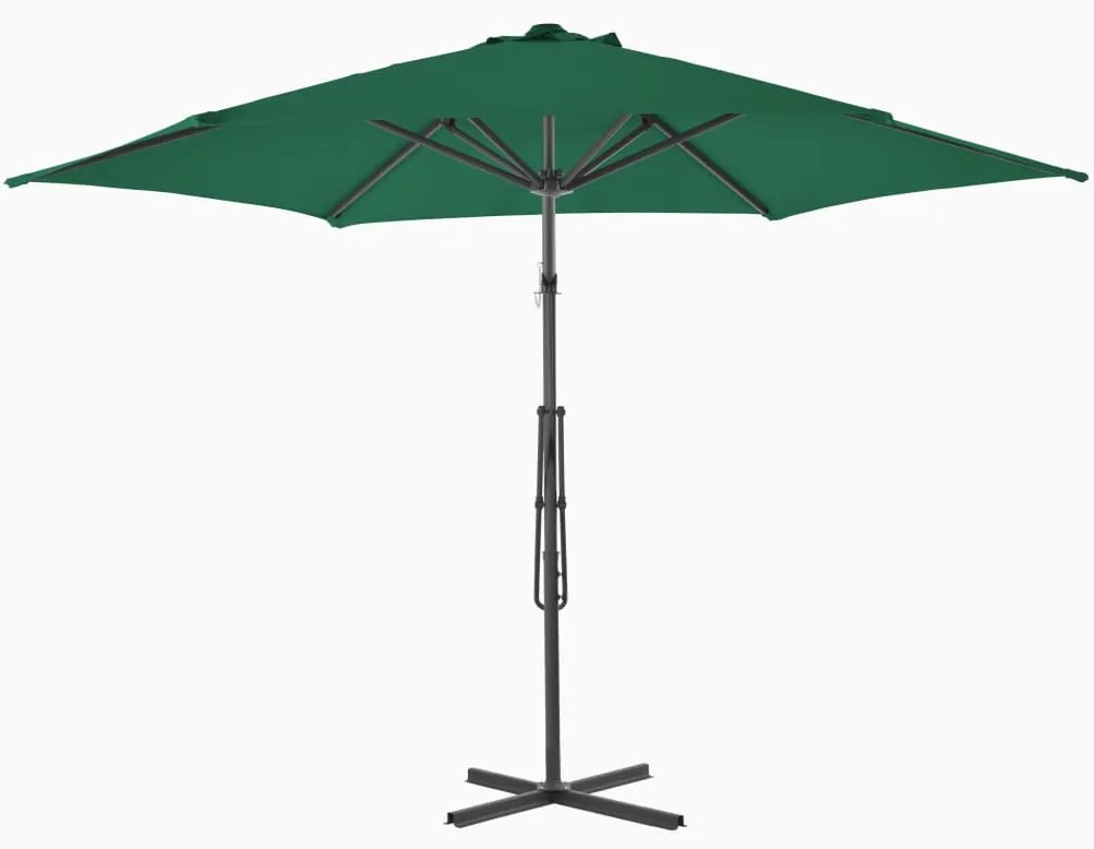 Guarda-sol de exterior com poste de aço 300 cm verde