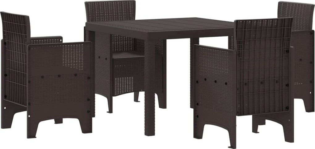 vidaXL Conjunto de Jantar para Jardim 5 pcs Castanho Polipropileno