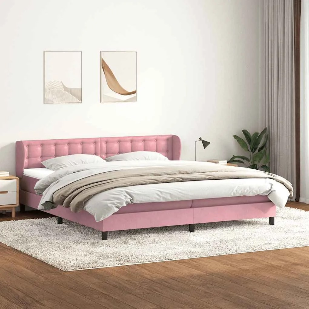 vidaXL Cama com molas/colchões 180x210 cm veludo Rosa
