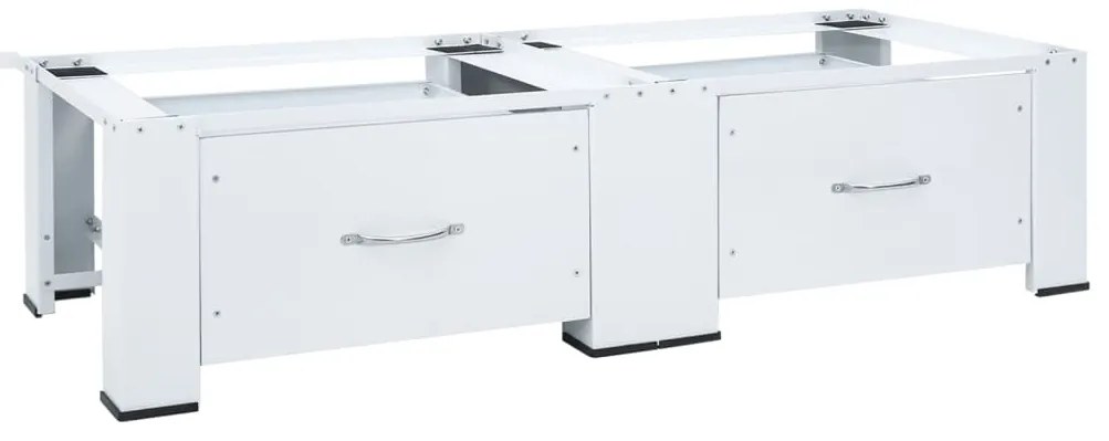 Suporte para máquina de lavar roupa duplo com gavetas branco