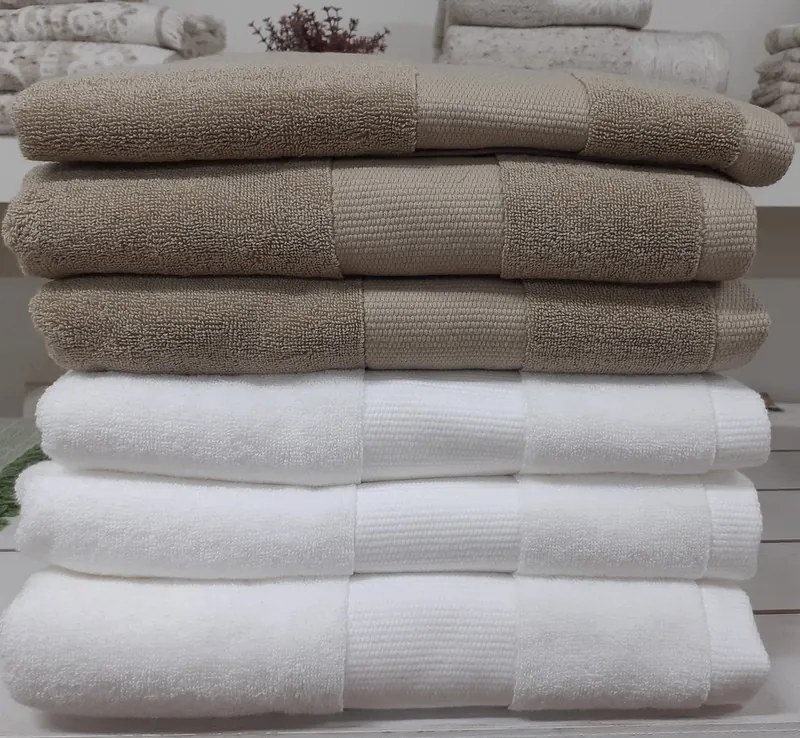 DeVilla - 6 toalhas de banho 600 gr./m2 - Toalhas 100% algodão penteado: Branco