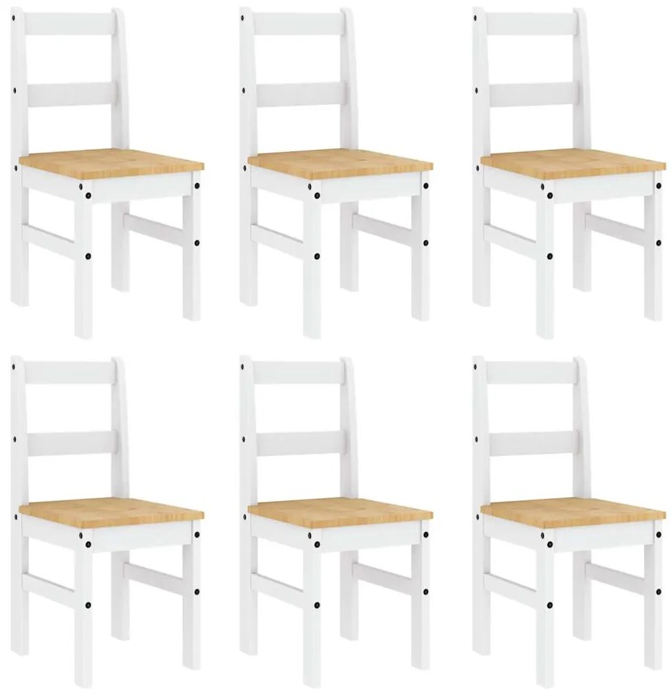 7 pcs conjunto de jantar Panama madeira pinho maciça branco