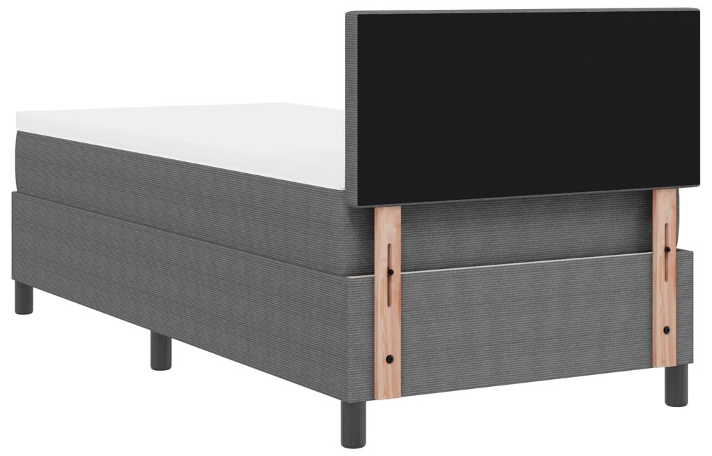 Cama Box Spring com colchão Cinza Claro Solteiro Tecido de corduroy