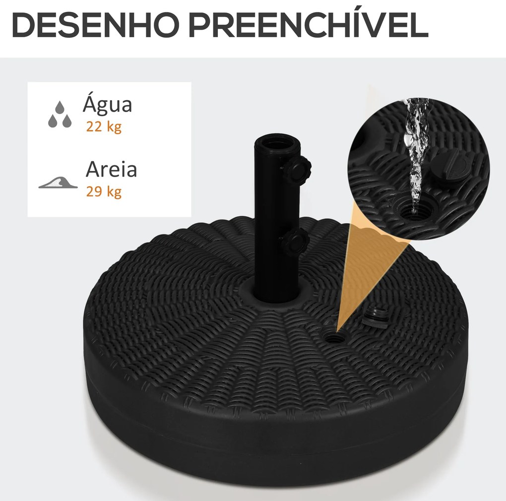 Base para Chapéu de Sol Redondo Suporte para Chapéu de Sol Recarregáve