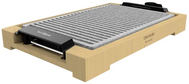 Grelhador elétrico cozinha com Potência 2000 W, Estrutura de bambu, Tasty&Grill 2000 Bamboo LineStone. Termóstato ajustável, Superfície Grill, Revesti
