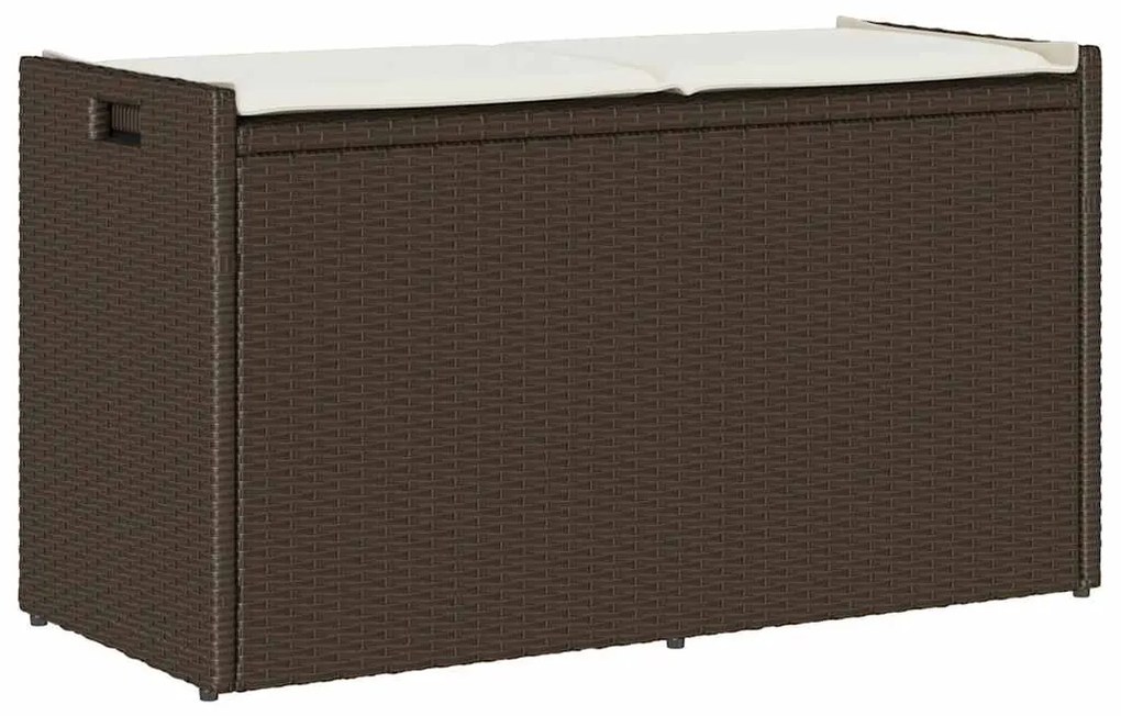vidaXL Banco de arrumação exterior com almofadão 100 cm vime PE