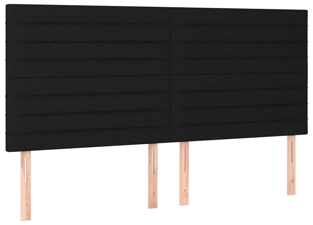 Cabeceira de cama c/ luzes LED tecido 180x5x118/128 cm preto