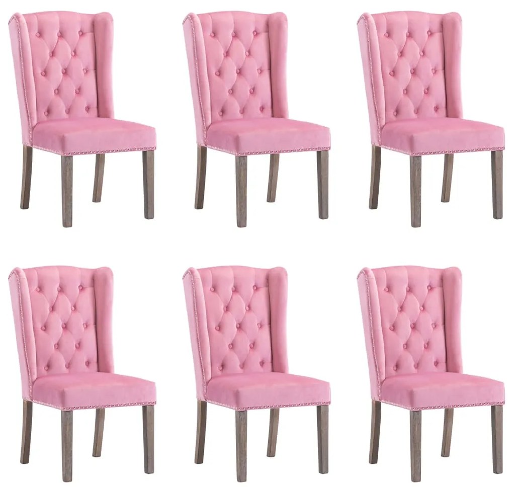 Cadeiras de jantar 6 pcs veludo rosa