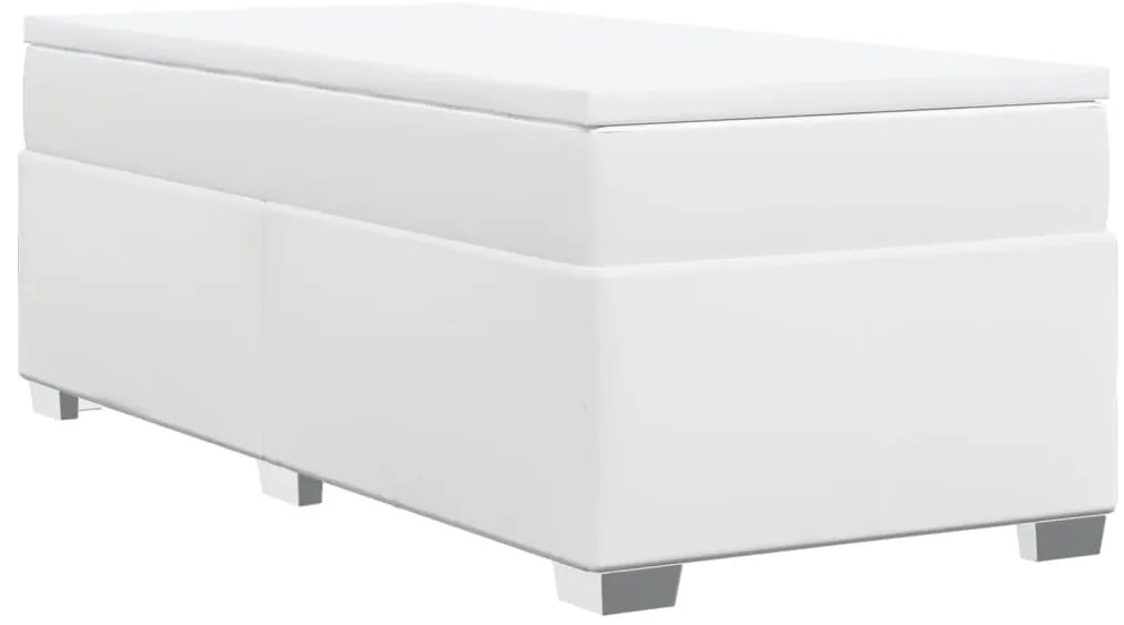 Cama com molas/colchão 100x200 cm couro artificial branco