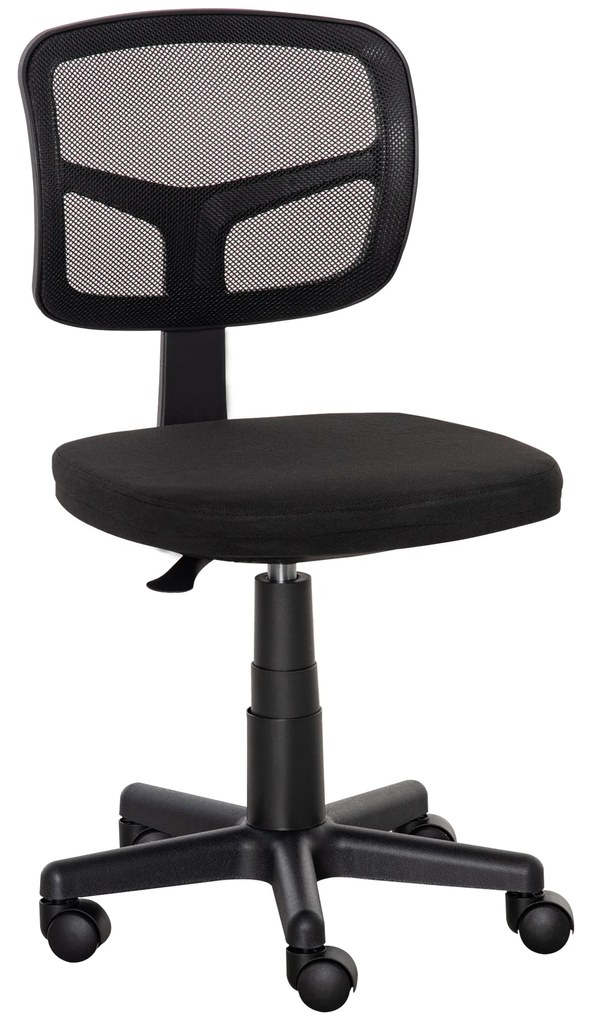 Vinsetto Cadeira de Escritório Operativa Giratória 360° com Altura Ajustável Suporte Lombar 43x48x77,5-89,5cm Preto | Aosom Portugal