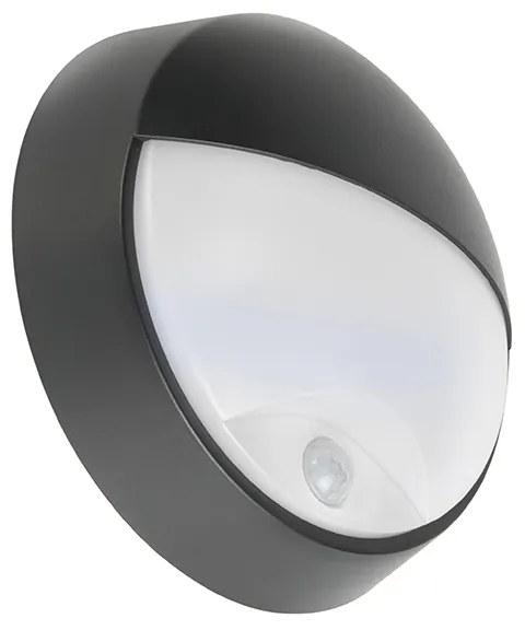 Aplique preto LED sensor-movimento IP54 - HORTUS Moderno