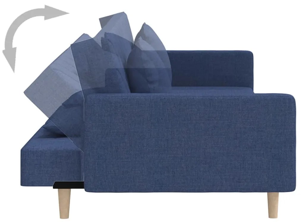 Sofá-cama 2 lugares com duas almofadas tecido azul