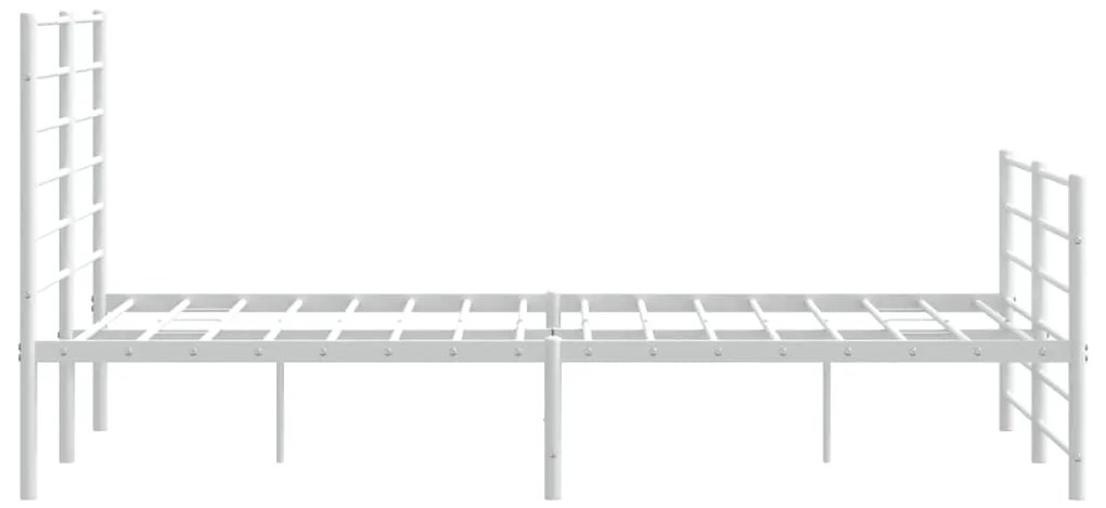 Estrutura de cama com cabeceira e pés 140x190 cm metal branco