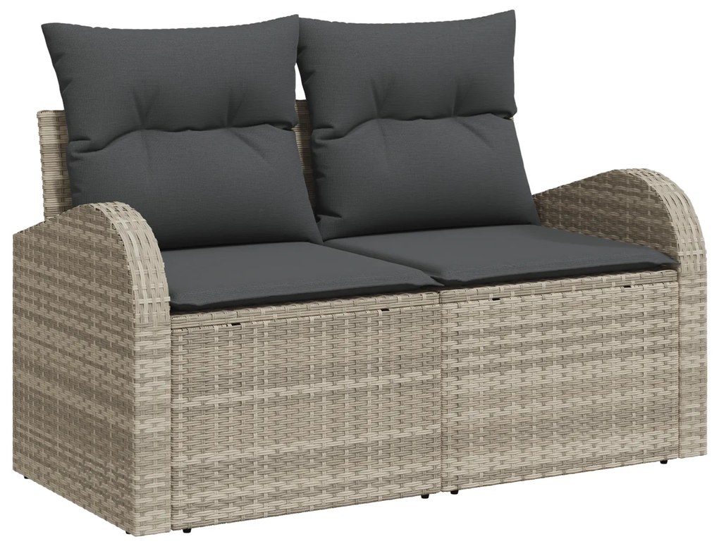 Conjunto de Sofá de Jardim vidaXL de 7 Peças com Almofadas Cinza Claro