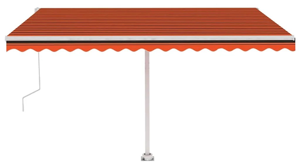 Toldo autom. LED e sensor de vento 400x300 cm laranja/castanho