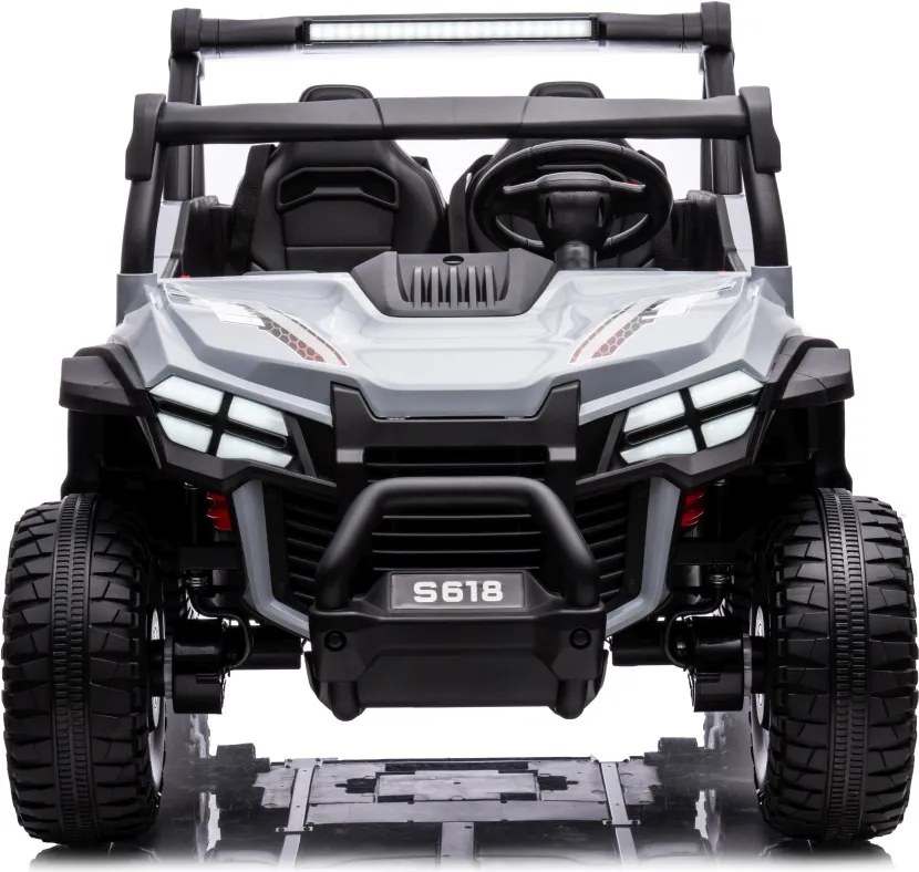 Carro elétrico para Crianças 24V, 4x4, 2 lugares Gravity Buggy Rodas de espuma EVA e assento Couro ecológico Cinzento