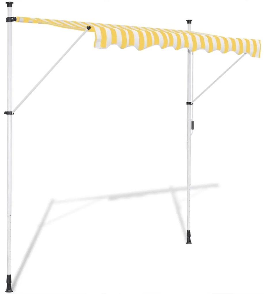 vidaXL Toldo retrátil manual amarelo e branco 300 cm