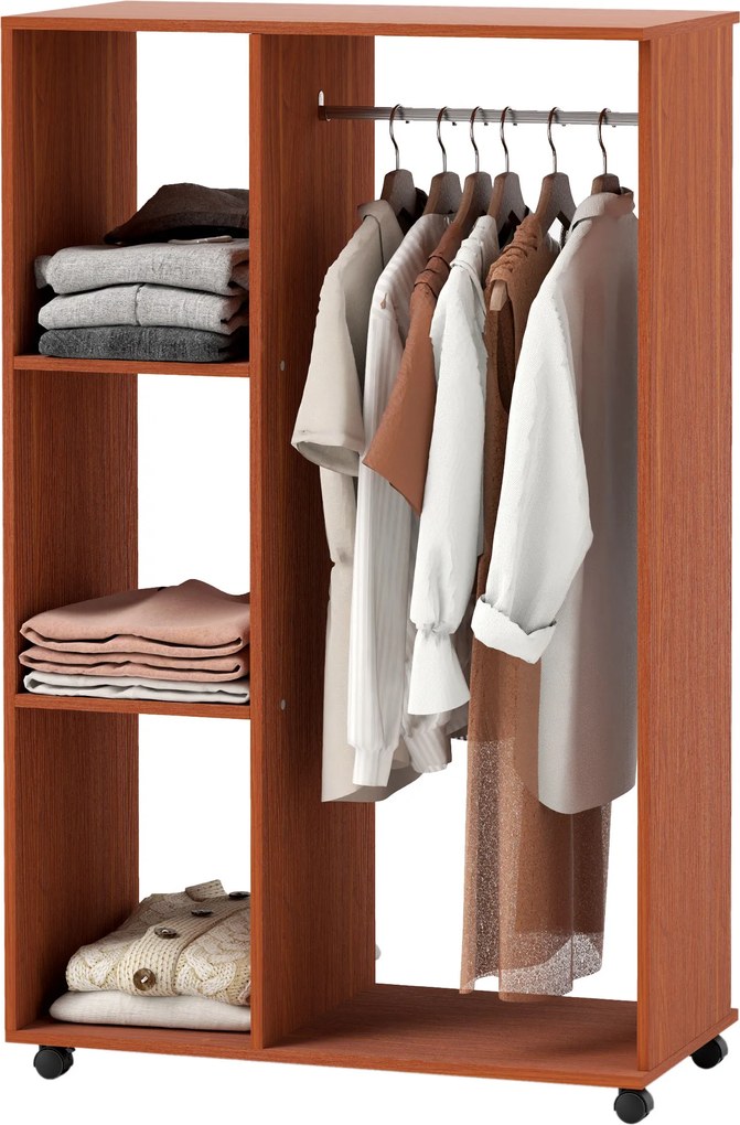 Guarda roupa aberto 80 x 40 x 128 cm Painéis de aglomerado Cor nogueira