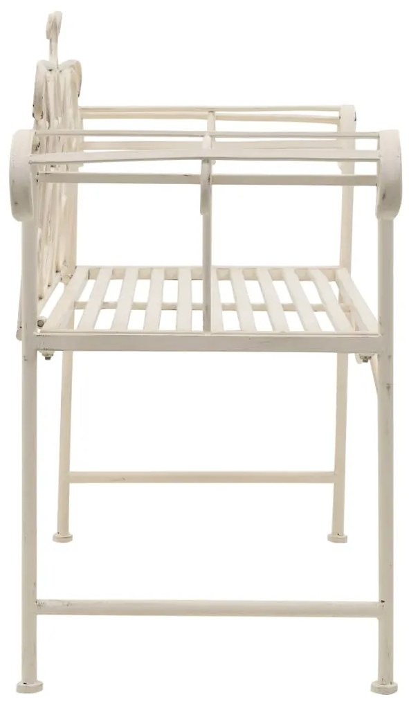 Banco de jardim 132 cm metal antigo branco