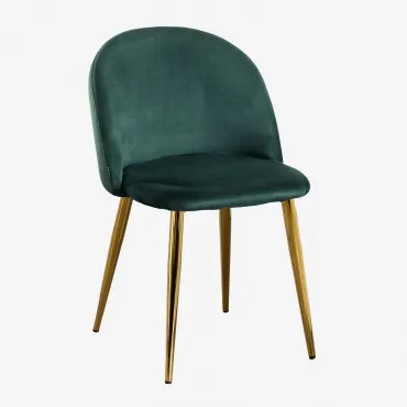 Cadeira De Jantar Estofada Em Veludo Kana Verde Selva & Dourado - Sklum