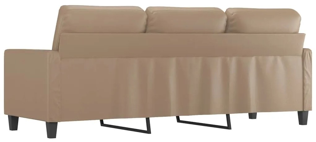 Sofá de 3 lugares 180 cm couro artificial cor cappuccino