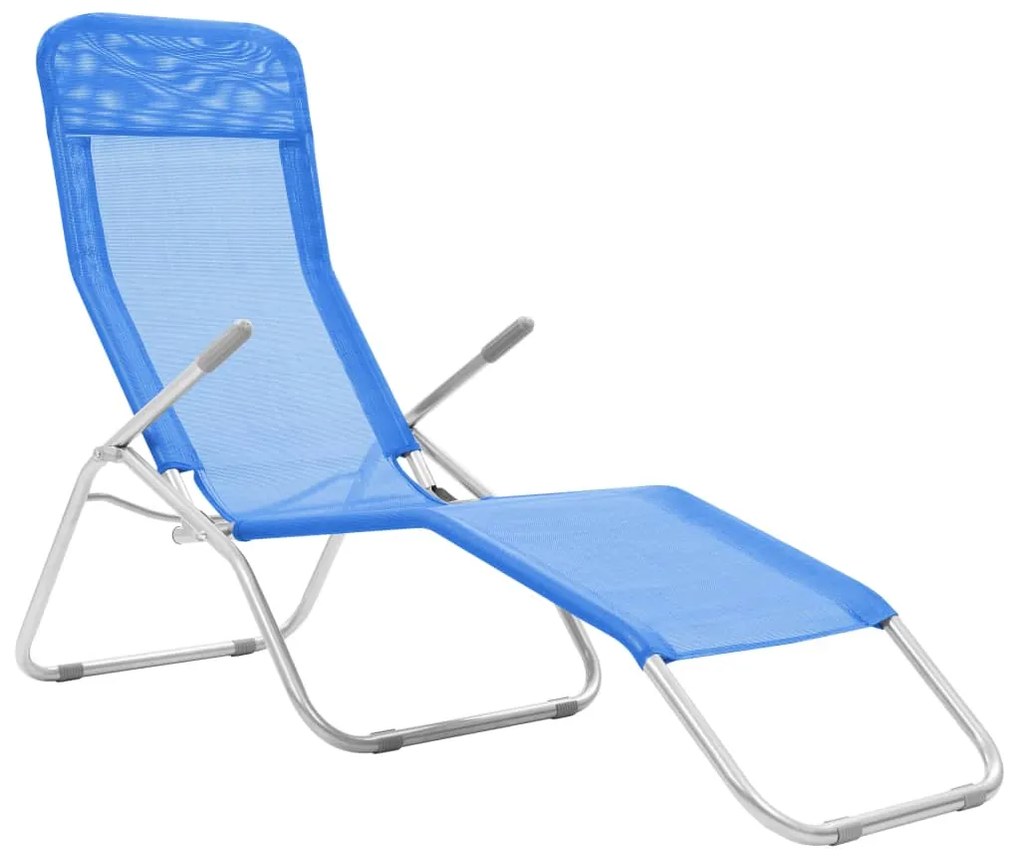 Espreguiçadeiras dobráveis 2 pcs textilene azul