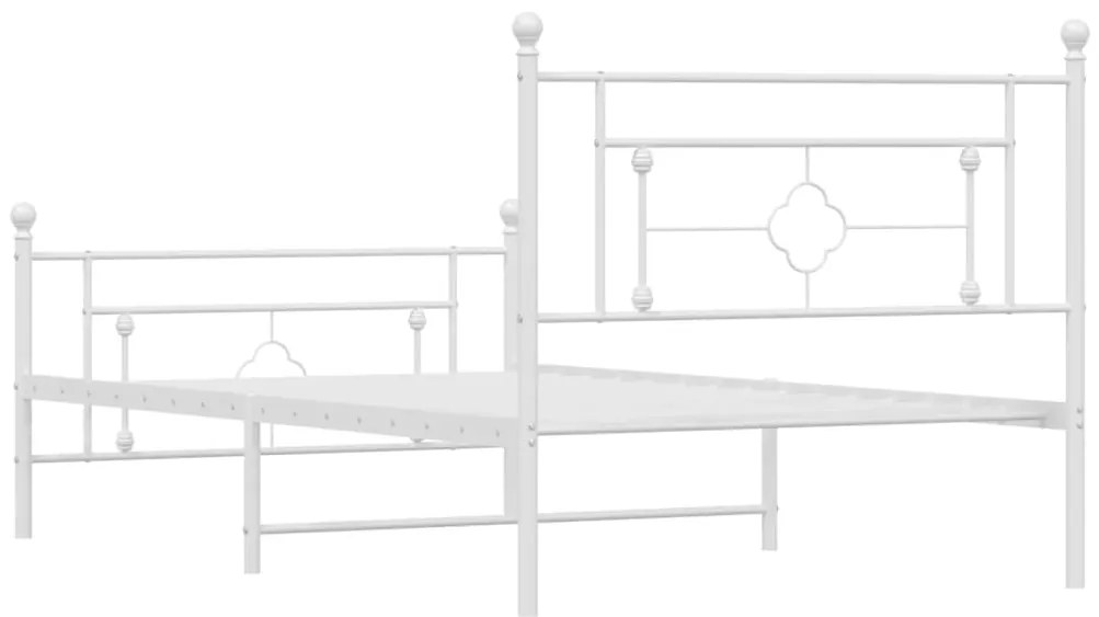 Estrutura de cama com cabeceira e pés 107x203 cm metal branco