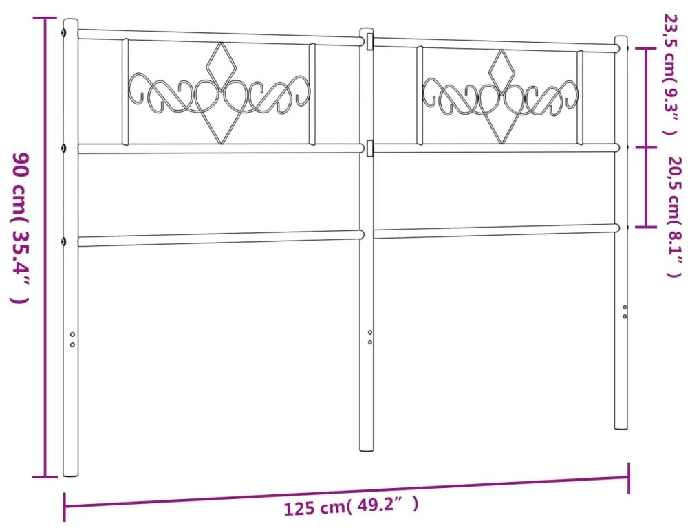 Cabeceira de cama 120 cm metal branco