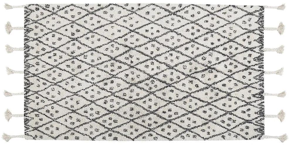 Tapete em algodão preto e branco 80 x 150 cm AGADIR Beliani