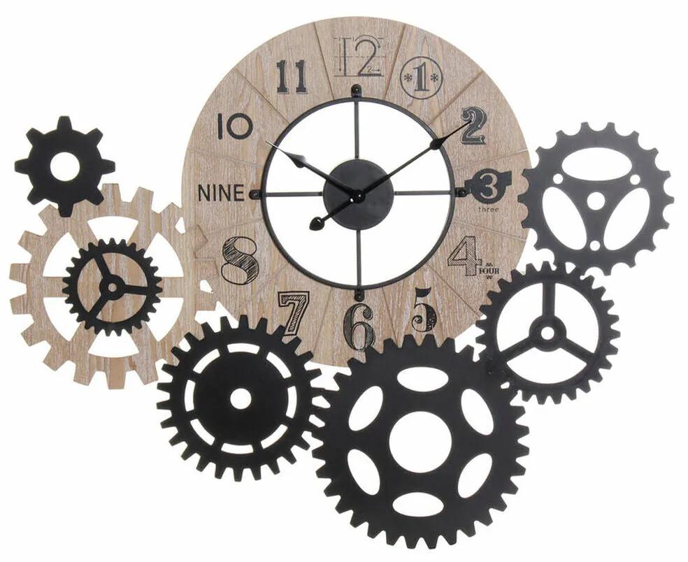 Relógio de Parede DKD Home Decor Preto Metal Engrenagens Madeira MDF (80 x 5 x 66 cm)