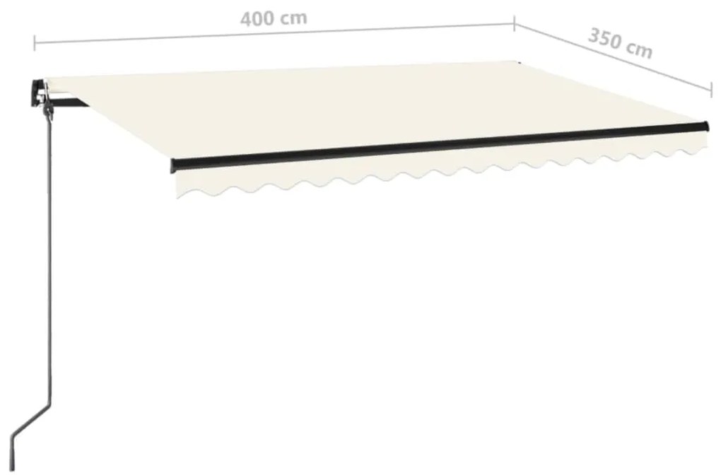 Toldo retrátil manual com LED 400x350 cm cor creme